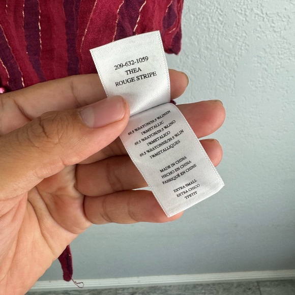 Rails Thea Rouge Stripe Red Metallic Tie Front Crop Top XS - Picture 8 of 11